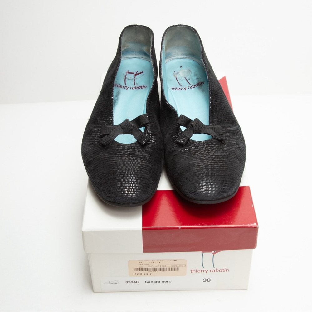 Thierry Rabotin Black Flats with Textured Design